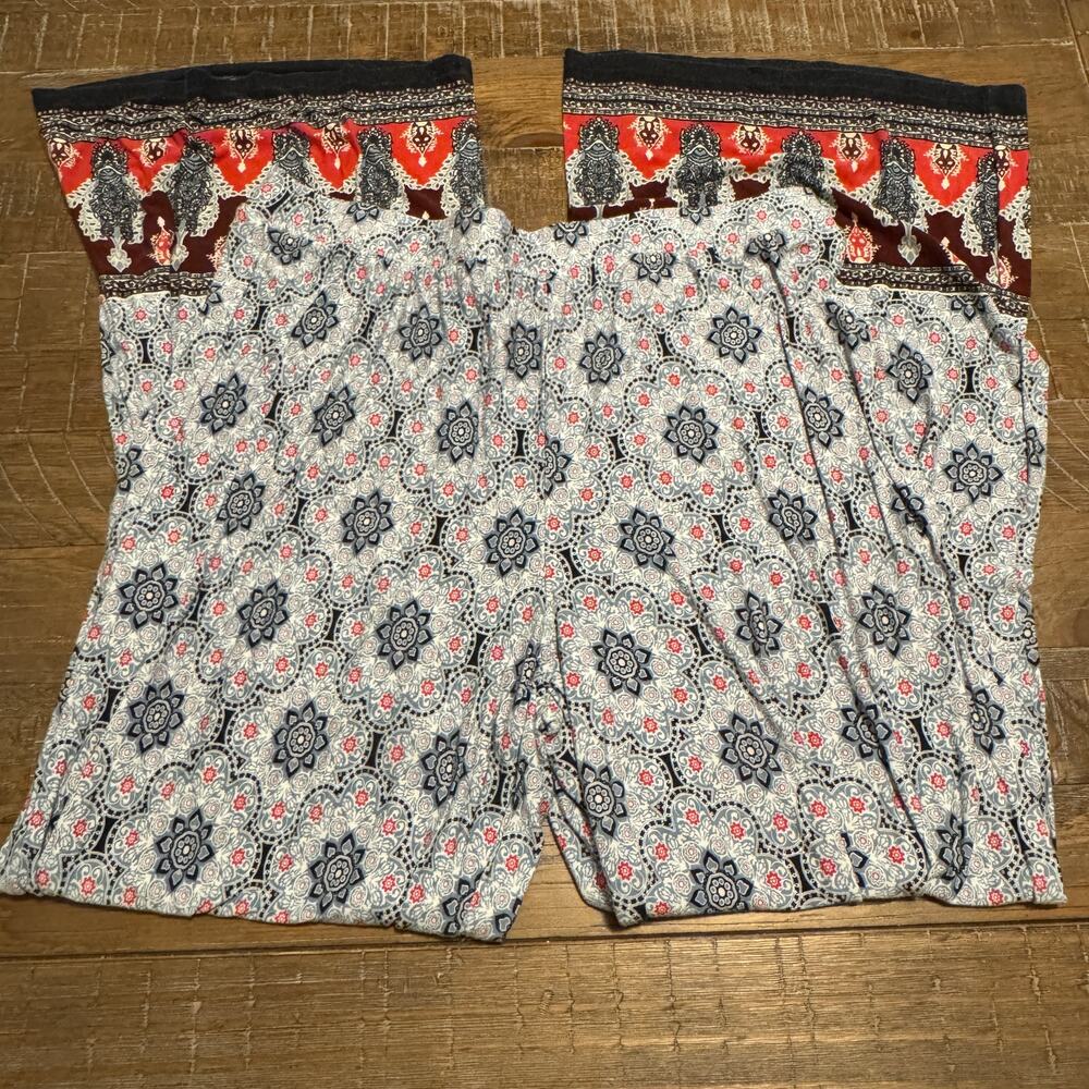 Cato Women's Wide Leg Palazzo Pants Size 18/20W Boho Mixed Print Medallion